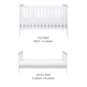 3 Piece Nursery Furniture Set in White and Grey Bambini
