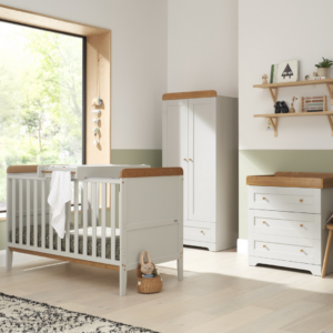 3 Piece Nursery Furniture Set in White and Grey Bambini