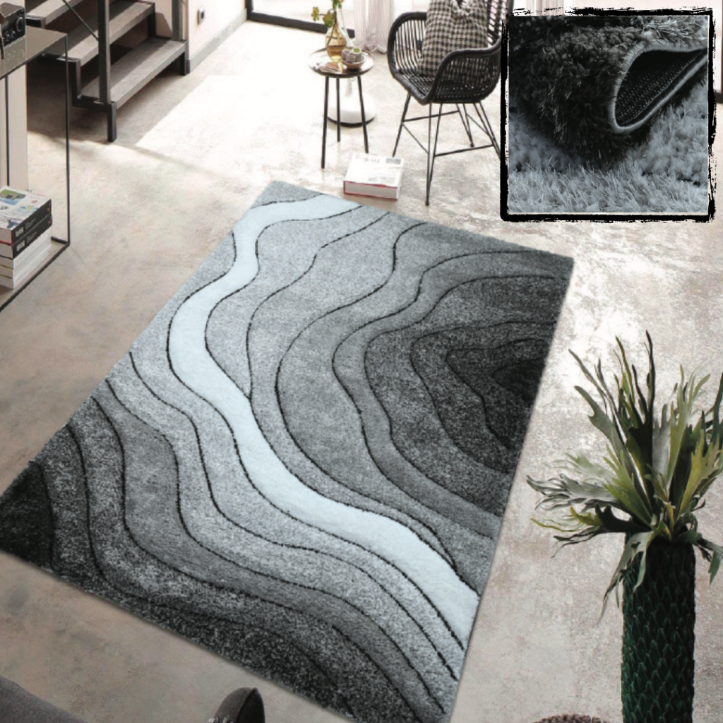 Ripple Design Rug 3D Ripple Silver/Grey Rug