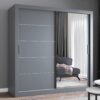 Gray Mirror Sliding Door Wardrobe